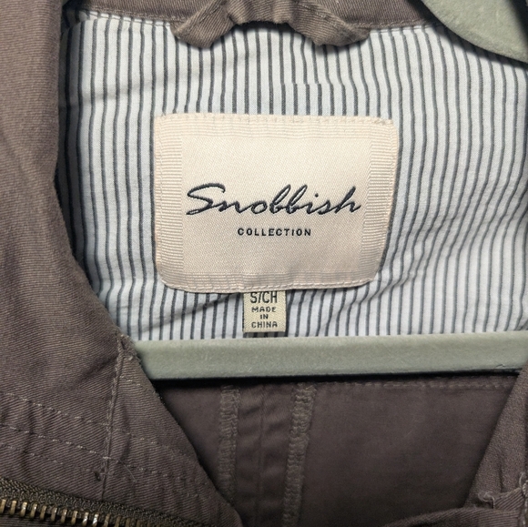 Snobbish Utility Military Jacket Olive Green Full Zip & Button Front Casual Sz S - Picture 2 of 10